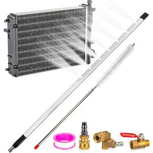 Upgraded 47" Radiator Pressure Washer Cleaning Wand: Thickened Heavy Duty 4500PSI Radiator Power Washer Tool w/ 7 Nozzles, Cleaning Brush, Portable Water/Air Flush Radiator Cleaner Wand for Truck Car