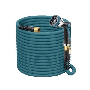FlexiSolve Garden Hose 150 ft, Non-Expandable Lightweight Water Hose, 360° Swivel Anti-Kink Fittings, 10-Pattern Spray Nozzle & Shut-Off Valve, Flexible Water Hose for Yard, Lawn, Car Wash, Blue