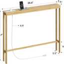 ELYKEN 5.9" Narrow Console Sofa Table with Power Outlets, 5.9" Dx39.4 Wx31.1 H Bamboo Behind Couch Table with Charge Station, Natural