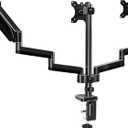 UPGRAVITY Triple Monitor Desk Mount for Three Flat/Curved Computer Screens up to 27 inch, Fully Adjustable Gas Spring Triple Monitor Arms Hold up to 17.6lbs, VESA 75x75/100x100mm