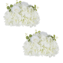 NUPTIO Flower Ball Arrangement Bouquet: 2 Pcs 11.8 inch Diameter White Rose Fake Flowers Balls for Wedding Centerpiece Decorations Artificial Flower Centerpieces for Tables