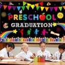 2 x Preschool Graduation Party Decorations Preschool Graduation Backdrops Class of 2026 Pre Kindergarten Graduate Photography Backdrop Banner Ceremony Photo Prop for Teachers School Classroom Party Decor