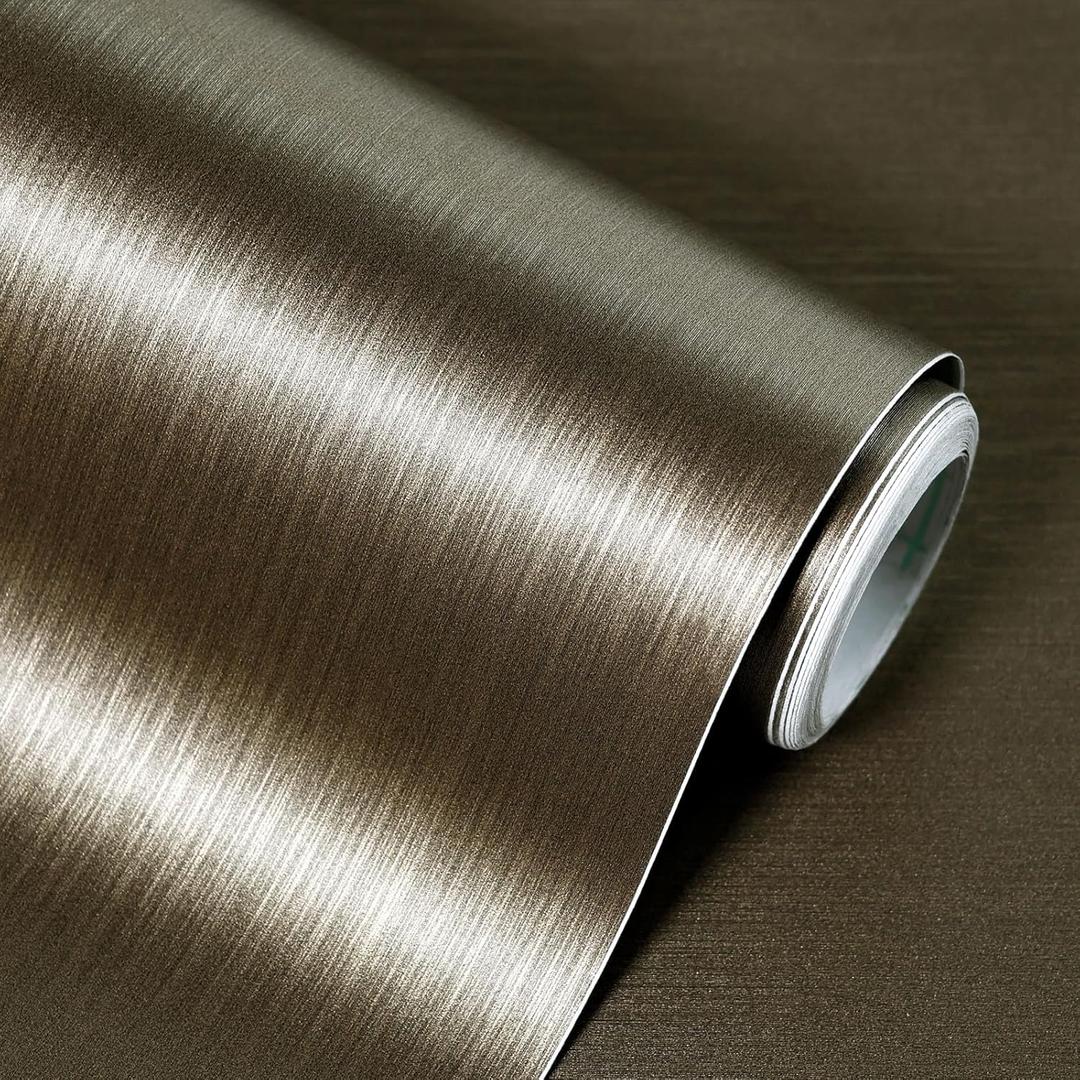 Dark Gold Peel and Stick Wallpaper 15.7"394" Metallic Textured Contact Paper Modern Waterproof Wallpapers Removable Self Adhesive Vinyl DIY Decor Wall Paper for Bedroom, kitchen, Cabinets, Fridge