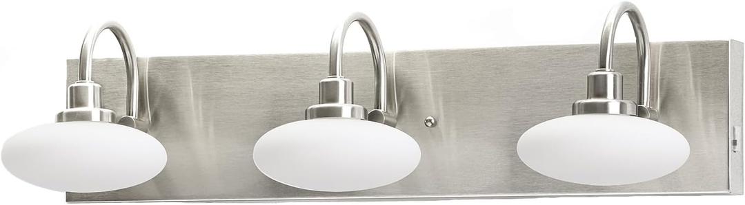 Brushed Nickel LED Vanity Light Fixtures,3-Light Bathroom Vanity Light Wall Sconce Light,Bathroom Light Over Mirror, Modern Vanity Light for Bathroom,Hallway,Cloakroom,3000K-6000K,Selectable, Dimmable