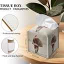 Grace Yonks Christmas Tissue Box Cover Square, Santa Walking in Snow Design Cube Case for Facial Tissues, 5.2" PU Leather. (105)