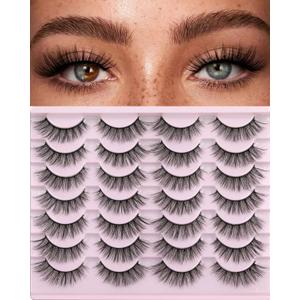 False Eyelashes 14mm Faux 3D Mink Lashes Natural Look Cat Eye Wispy Lashes Pack by Kiromiro, 14 Pairs