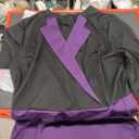 SeNight Women Church Dress Sexy V Neck PurpleBlack, XXL