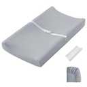 Blissful Diary Muslin Baby Changing Pad with Waterproof Lining Foam, Diaper Changing Table Pad with Cover for Dressers (Gray, Rectangular)