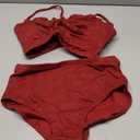Herseas Women's Seashell Textured Bikini Sets Knotted Front 2 Piece Swimsuits Ruffle Trim Bathing Suits Large, Burgundy