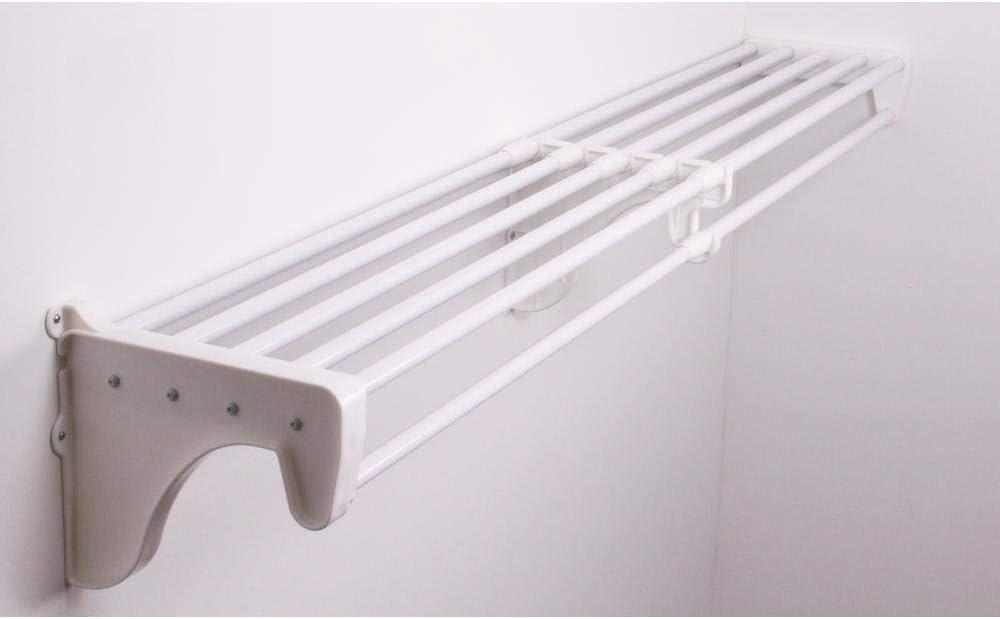 EZ Shelf - Closet Shelf with Hanging Rod - 30 to 50" Expandable, White, Closet Shelves  Strong, Holds 200 lbs  Easy Install  Backwall (Floating) with 2 End Brackets, Alternative to Wire Shelving