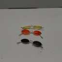 3 Pieces Vintage Oval Sunglasses Retro Slender Metal Frame Oval glasses Small Vintage Sunglasses Candy Colors for Men Woman (Grey Lens, Red Lens, Yellow Lens)
