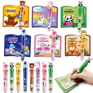 Shemira 24 Pack Valentine's Day Cards for Kids, Valentines Day Gifts for Kids with Multicolor Ballpoint Pen, Valentine Exchange Cards for Kids School Classroom Party Favors, Valentine Greeting Cards