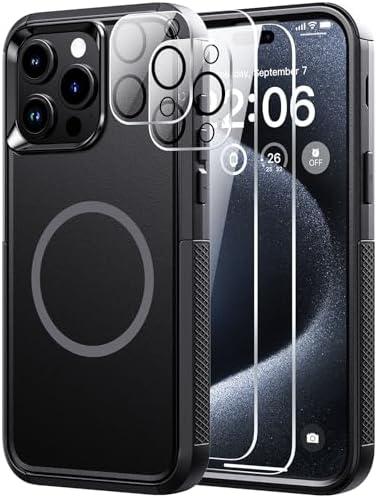 Diverbox for iPhone 15 pro case - [Compatible with MagSafe] [with Screen Protector ] [Shockproof] [Dropproof] Heavy Duty Protection Phone Case for iPhone 15 pro (Black)