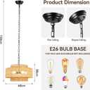 24" Large Rattan Chandelier, 6-Light Boho Dining Room Light Fixture Over Table, Natural Handwoven Wicker Pendant Lamp for Living Room, Coastal Farmhouse Hanging Ceiling Light