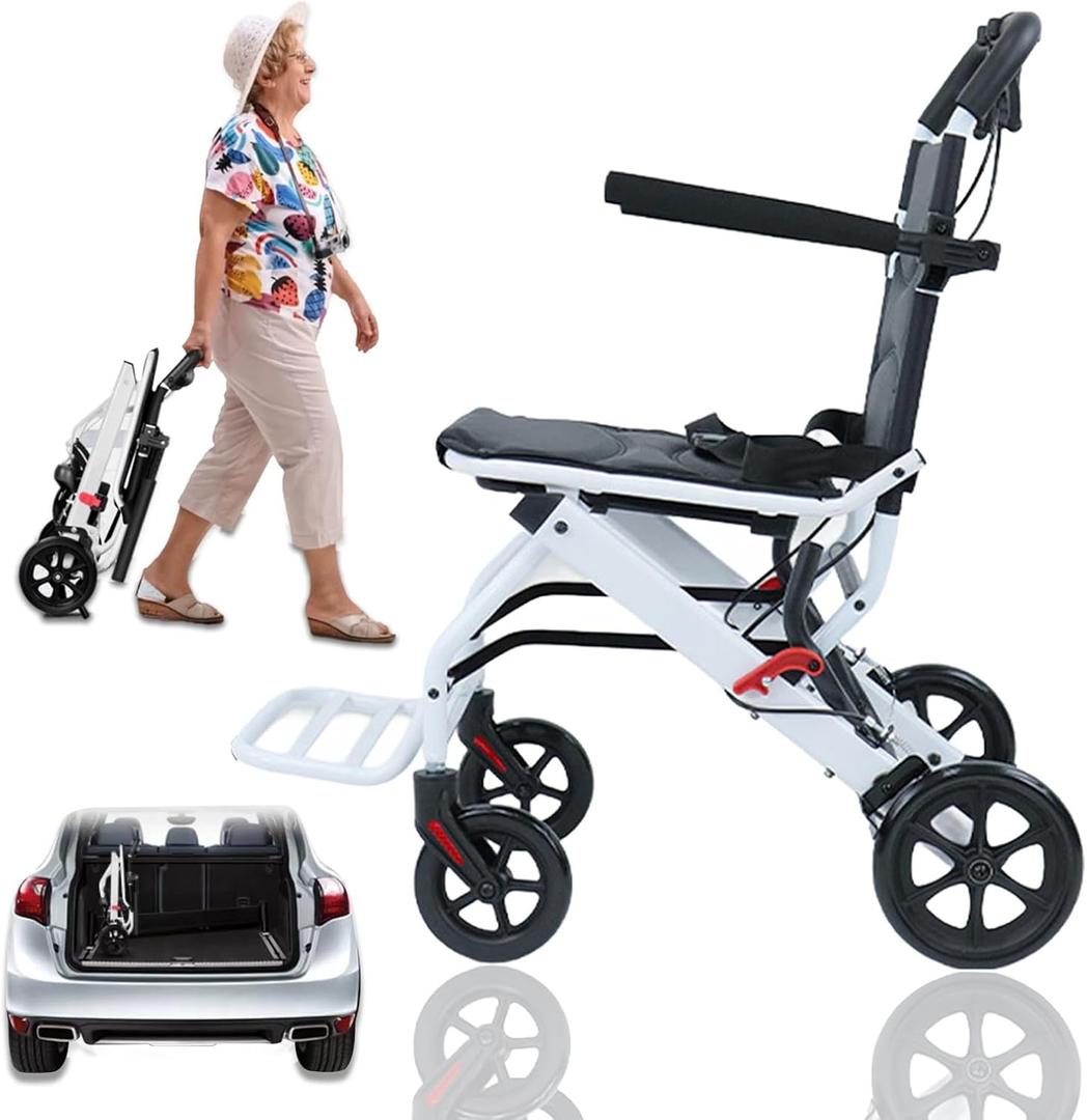 (15lb) Super Lightweight Wheelchairs for AdultsEasy to Travel, Locking Hand Brakes, User-Friendly, Folding, Portable for Adults or Child (up to 220lbs)