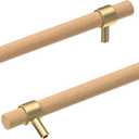 Wooden Drawer Pulls,4-Pack Beech Wood Drawer Handles 9in,Suitable for Kitchen, Living Room, Bedroom, Bathroom and Other Scenes,Gold