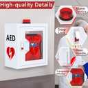 NLShan Wall-Mounted AED Cabinet: Steel Defibrillator Storage Case with Alarm & Handle - Fits Zoll/Cardiac Science/Physio-Control All aed Brands (14.2" Wx7.9 Dx15.8 H), Square Corners