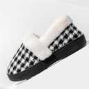 UBFEN Womens Mens Slippers Memory Foam Comfort Fuzzy Plush Lining Slip On House Shoes (11-12 Women/9-10 Men, White Black)