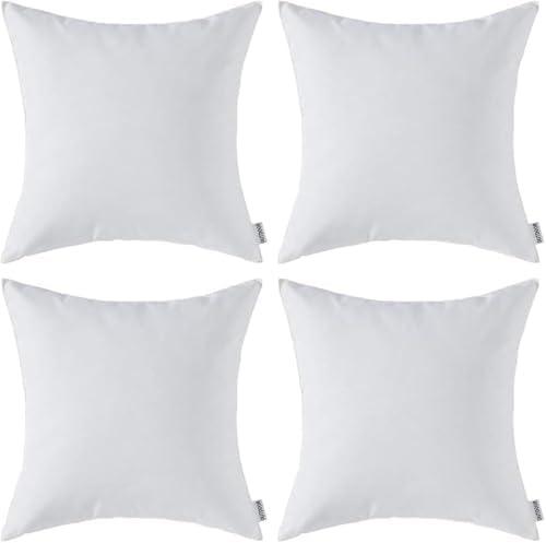 MIULEE Pack of 4 Christmas Outdoor Waterproof Summer Pillow Covers Square Decorative Garden Cushion Cases Throw Pillowcase for Tent Park Couch 18x18 Inch White Pillow Covers