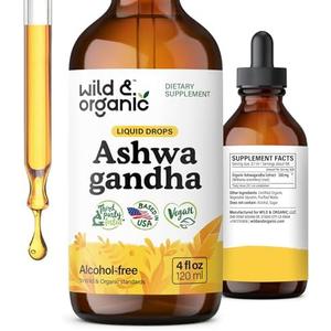 Wild & Organic Ashwagandha Drops - Mood Support Supplement w/Ashwagandha Root Extract - Liquid Drops for Calm Mind - Relaxation Supplements - Sugar & Alcohol-Free - 4 fl oz