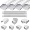 4'' 17 Ft Mini Split Line Cover Set Kit, Ductless Pipe Cover for Mini Split Line, Line Set Cover for Mini Split Air Conditioner, Central AC Pipe Cover
