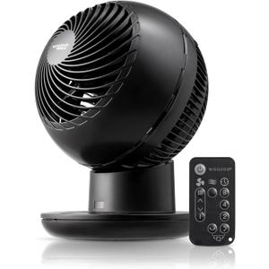 IRIS USA WOOZOO Air Circulator Fan with Remote, Oscillating Table Fan, 8 Speeds, 82ft Max Air Distance, 65 Tilt, Ultra Quiet DC Motor, Small Desk Fan for Bedroom, Office, Dorm, Black