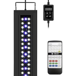 NICREW RGB+W 24/7 LED Aquarium Light with Controller, Full Spectrum Fish Tank Light for Planted Freshwater Tanks, Planted Aquarium Light with Extendable Brackets to 12-18 Inches, 12 Watts