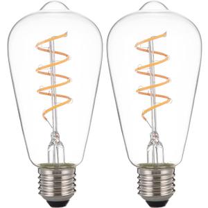 12V LED Edison Bulbs E26 Medium Base 40W Equivalent, Low Voltage 4W Vintage Style Spiral LED 12V Light Bulb, Warm White 2700K, Antique Clear Glass Bulb for RV, 2 Pack