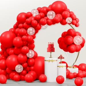 2 x JOYIN 150 Pcs Red Balloons, Different Sizes 18 12 10 5 Inch Red Latex Balloon Arch Kit with Instruction for Birthday Party Decoration Graduation Wedding Holiday