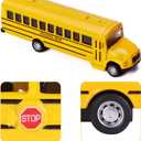 2 Pack Pull Back Bright Yellow School Bus Toys, 5.5" Die-cast Metal Friction Powered Toy Vehicles for Kids Boys Girls