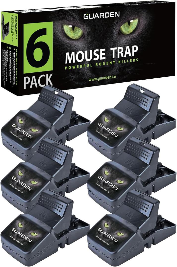 Mouse Traps Indoor Small Size (6 Pack) Catch Mice, and Voles Fast with These Simple to Bait, Safe to Set, Non Electric Rodent Trap for Home, Yard, and Barn (Six Mouse Traps)