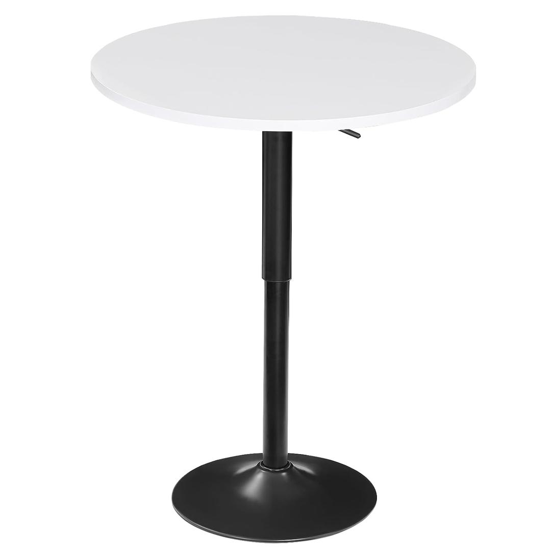 HOOBRO Bar Table, Height-Adjustable Round Pub Table 27-35.4 Inches with Sturdy Base, Modern Style, Easy to Assemble, Suitable for Small Space, White