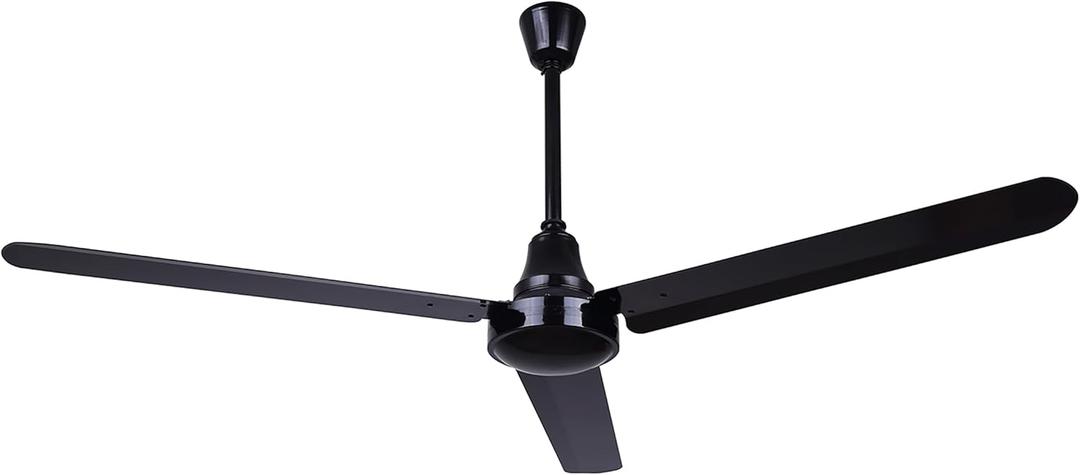 60" Black Weatherproof Industrial Ceiling Fan  High-Performance DC Motor  Wall Control  Ideal for Outdoor Patios, Warehouses & Gyms