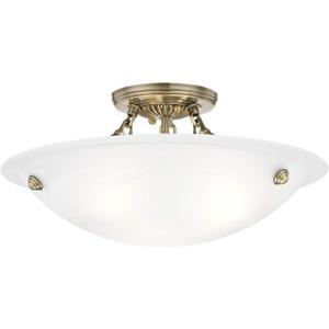 Livex Lighting 4273-01 Oasis 3-Light Ceiling Mount, Antique Brass, 16"L x 16"W x 8"H