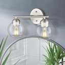 Emak Brushed Nickel Vanity Lights, 2-Light Bathroom Light Fixtures with Clear Glass Shade, Modern Globe Vanity Light for Bathroom, VL114-BN-2