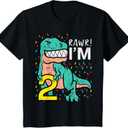 Kids 2nd Birthday Rawr Im 2 Dinosaur Trex Bday Party Boys Kids T-Shirt, 2T
