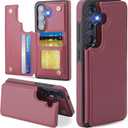 ASAPDOS for Samsung Galaxy A36/A56 5G Case with Card Holder,PU Leather Shockproof Flip Case with RFID Blocking Card Holder and Kickstand for Men Women Red