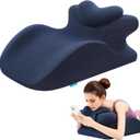 Memory Foam Ergonomic Rest Pillow - Compact Prone Cushion for Sleeping & Reading, Targeted Support for Back Pain, Acid Reflux & Sitting Up, Ideal for Massage with Washable Cover