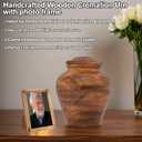 Wooden Cremation Urns for Human Ashes with Photo Frame, Mango Wood Memorial Urn for Adults, Men & Women Decorative Funeral Urn 5x4 (20 Cu in)