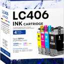 LC406 Ink Cartridges Compatible for Brother LC406 LC406XL LC 406 XL Work for Brother MFC-J4335DW MFC-J5855DW MFC-J4535DW MFC-J6555DW MFC-J6955DW Printer (Pack of 4, Black, Cyan, Magenta, Yellow)