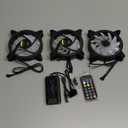 EZDIY-FAB Moonlight 120mm RGB Case Fan with Fan Hub X and Remote,Motherboard Aura SYNC,Speed Control,ARGB Fan for PC Case-3 Pack