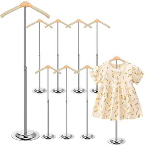 Huaerle 8 Pcs T Shirt Display Stand for Child Adjustable Clothes Rack Display Flexible Shoulder Stand Portable Clothes Hanger Clothing Hanging Rack for Garment Coat Retail Vendor, Height 16-27.9In (Beige)