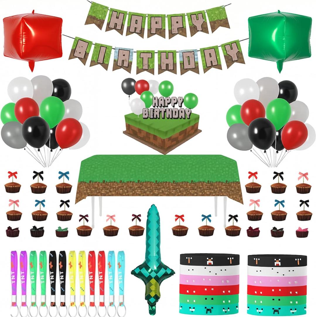 Birthday party decorations, Party Decorations 78 pieces, Party Banner, Balloons - Backdrop, Table Cover, Cake Toppers, Cupcake Toppers and More Transform Your Party with Colorful Birthday Party Decor