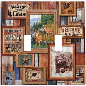 Rustic Lodge Bear Deer Double Toggle Light Switch Cover Decorative 2 Gang Wall Plate Electrical Switchplate Faceplate for Bathroom Kitchen Living Room Home Decor Rustic Lodge Bear Deer Double Toggle Light Switch Cover Decorative 2 Gang Wall Plate Electrical Switchplate Faceplate for Bathroom Kitchen Living Room Home Decor