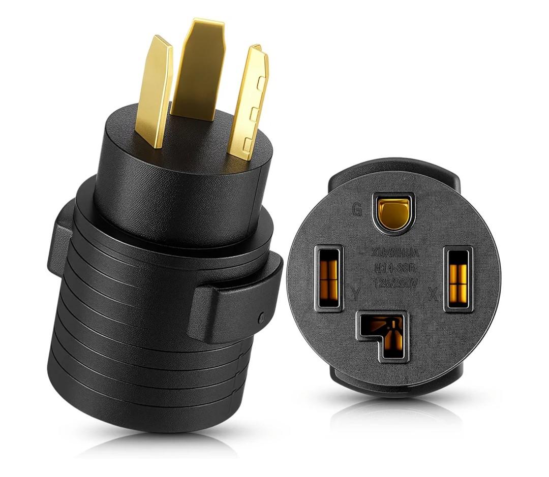 Dryer Adapter Compatible with NEMA 10-30P to 14-30R 3 prong to 4 prong Dryer Adapter Convert 10-30P Plug to 14-30R Receptacle, 220V 30 Amp 4P Newer Dryer to 3P Older House Adapter