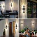 18.3 Inches Dusk to Dawn Outdoor Lighting,Up and Down Exterior Light Fixtures with 4 * 7W LED Bulbs,Waterproof Modern Long Outdoor Wall Light,Black Outdoor Porch Light for House,Garage,Patio