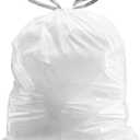Plasticplace Custom Fit Trash Bags, Compatible with Simplehuman Code R (100 Count) White Drawstring Garbage Liners 2.6 Gallon/ 10 Liter 16.5" x 18"