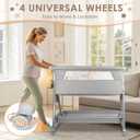BIERUM Baby Bassinet for Baby - 7 Height Adjustable Bedside Bassinet with Lockable Wheels, Easy to Assemble Portable Bedside Crib with Large Storage Bag & Mattress for Newborn/Infant | Easy to Assemble, Portable Bedside Crib with Large Storage Bag & Side Pocket, Best for for Newborn/Infant 0-6 Months, 36.6*22*32.2inch