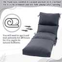 Kigley 2 Pcs Chaise Lounge Cushions, 78 x 22 x 4.7 Inch Outdoor Lounge Chair Cushions with Pocket, Thick Tufted Patio Recliner Replacement with Ties, Fade Resistant for Pool Furniture (Dark Gray)