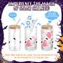 12 Pcs Halloween Glass Cups Gifts 16 oz Color Changing Ghosts Glass Tumblers with Lids Straws Brushes Funny Cute Ghosts Bat Iced Coffee Cups for Beer Soda Halloween Party Gift Supplies